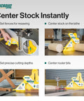Dead On Woodworking Center Layout Tool And Precision Dado Gauge To Nail Flawless Half Thickness Alignment On Table Saws Seamlessly Build Tight Joints And Inlays Today. Image showing tool use in setting fences and cutting depths.