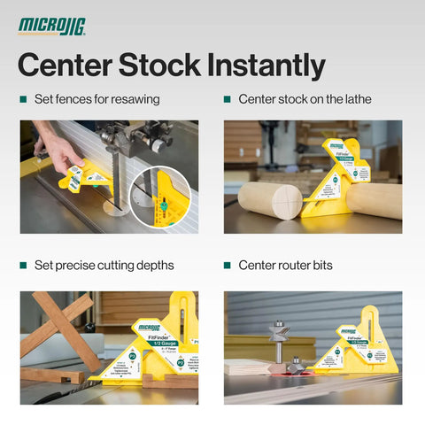 Dead On Woodworking Center Layout Tool And Precision Dado Gauge To Nail Flawless Half Thickness Alignment On Table Saws Seamlessly Build Tight Joints And Inlays Today. Image showing tool use in setting fences and cutting depths.