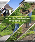 Heavy Duty Garden Weeding Tool With Hollow Blade And 58 Inch Adjustable Handle, multiple garden tasks in one image