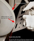 EXL PRO Deburring Wheel For Metal Finishing And Polishing, Unitized 6 In X 1 In X 1 In in use, smooth operation, metal part