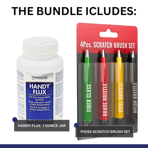 Image showing Pro Grade 7 Ounce Soldering Flux With 4 Piece Pixiss Scratch Brush Pen Set For Soldering Rust Removal Circuit Board Cleaning.