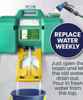 8 Gallon Portable Eye Wash Station With Wall Mount OSHA Compliant Emergency Eyewash System With Mirror And Dual Spray Nozzles For Quick Rinse Must Have Safety Gear For Labs Shops And Worksites shown installed on a wall