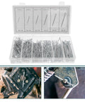 555 Pcs Cotter Pin Assortment Kit Heavy Duty Spring Steel R Type Hairpin Clips for trailer hitches and repairs