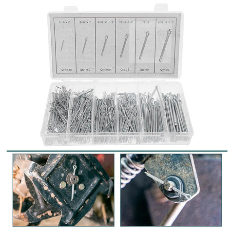 555 Pcs Steel Cotter Pins Set With Split Hairpin Spring Pins Assortment Kit for trailer hitch and automotive use