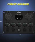 Five Gang Multi Function Rocker Switch Panel With USB Charger And LED Voltmeter Cigarette Lighter For 12V 24V DC Trucks RVs Boats 4X4 Green Waterproof Panel With Five On Off Rocker Switches And Rear Rock Lights, 5.9 x 4.1 in