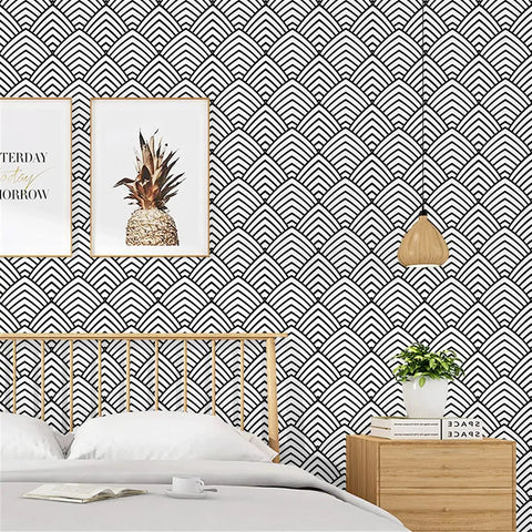Black And White Peel And Stick Wallpaper With Geometric Chevron And Herringbone Pattern For Walls And Cabinets Self Adhesive Vinyl Decor