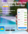 7 In 1 Pool Test Strips With App 150 Count Extra Long Strips For Chlorine Ph Alkalinity Hardness And Cyanuric Acid shown with mobile app.