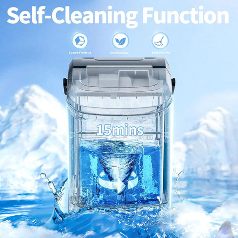 Chewable Nugget Ice Countertop Maker With One Click Operation Portable Stainless Steel Ice Machine Self-Cleaning Function