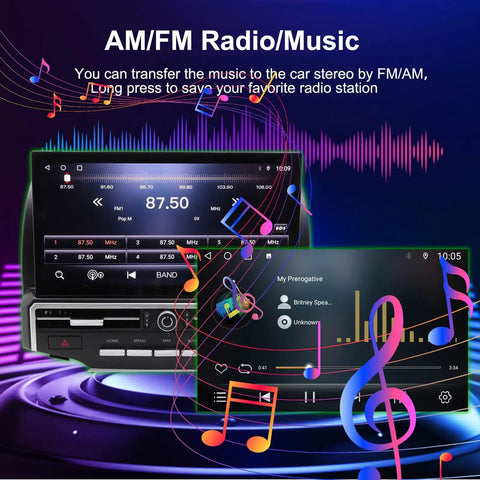 AM/FM radio interface on Wireless CarPlay And Android Auto Dash Kit For Toyota 4Runner 2010 To 2023 Thirteen Point One Inch Screen