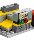 Close-up of power plant mini build from Batman Movie Scarecrow Fearful Face Off 70913 Building Kit with control panel and colored lights.