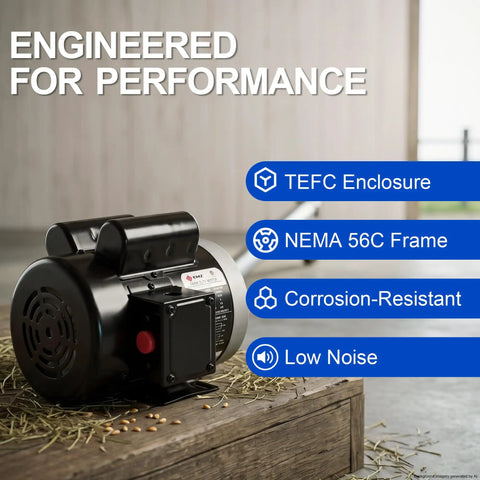 Tough As Nails 3/4 Horsepower Electric Motor with TEFC enclosure, NEMA 56C frame, designed for barns and shop jobs.