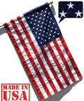 2.5 By 4 Foot All American Flag With Pole Sleeve And Leather Tab Embroidered Stars Sewn Stripes Outdoor SolarMax Nylon Durable 200 Denier Made In America Outdoor Rated