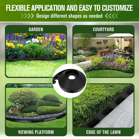 No Dig Garden Edging Kit 3 Inch By 100 Foot Flexible Landscape Border With 120 Anchoring Spikes in garden application
