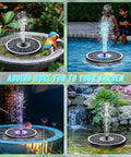 Remote Control Solar Water Fountain With IR Remote, No Wiring Needed, 6W Solar Pump in garden, pond, patio settings and LED lights.