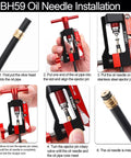 Hydraulic Brake Hose Fitting Insertion Tool For Bikes With Olive Banjo Fittings shown in step-by-step usage instructions.