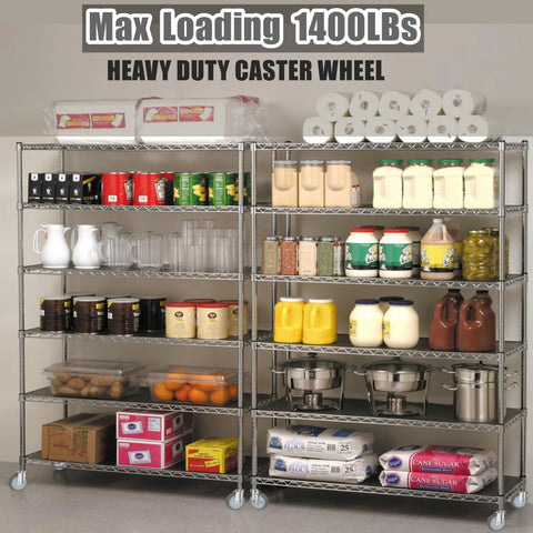 5 Inch Heavy Duty Caster Set With Brake For Wire Shelving Racks Replacement Wheels Four Pack in industrial storage setup