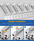120 Pcs M8 T Slot Drop In Bolts With Hex Flange Nuts Hammer Head T Bolts in various sizes with ruler and installation guide