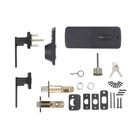 Components of Traditional Electronic Keypad Door Lock Set With Deadbolt And Handle One Touch Locking, Keyless Front Door Entry