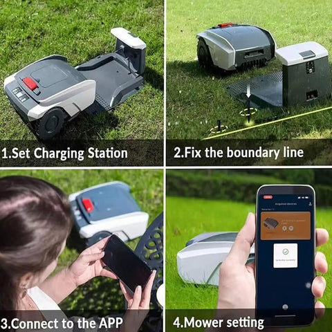 Setup steps for Smart Robotic Lawn Mower With Auto Charging Dock, 20V Max 2.0Ah Battery, Powers Through Lawns Up To 1500 m2 image