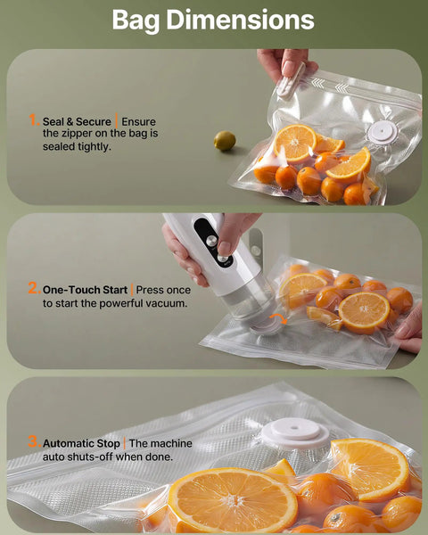 Compact Food Vacuum Sealer With 65KPa Suction sealing oranges in bag