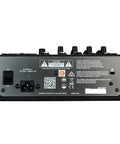 Rear view of Six Channel Compact Live Mixer With Guitar DI High Impedance Inputs And GS Pre Preamps Durable Metal Chassis.