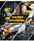 Cordless Impact Wrench Half Inch Drive For DeWalt 20V Battery With High Torque 2300 Nm And 1700 Foot Pounds Brushless Motor LED Light Tool Only Perfect For Automotive Repairs Construction Jobs And DIY Projects in use on various tasks