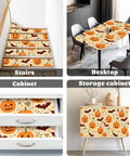Halloween Botanical Peel And Stick Wallpaper Self Adhesive Removable Wall Decor Large Roll Easy Peasy Diy Room Glow Up With Dope Seasonal Vibes Covers 14 Square Feet used on stairs, table, cabinet, and storage.