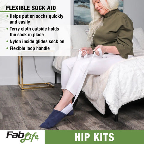 Hip Recovery Essentials Kit For Mobility After Hip Replacement Or Knee And Back Surgery, 26 Inch Reacher, Bath Sponge Stick, Flexible Sock Aid, Shoehorn, Daily Living Aids To Help Reach, Grab, Dress, And Bathe With Ease