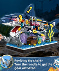 Semi Mechanical Shark Building Block Set With 499 Pieces For Ocean Landscape Creation, Interactive Tail Swing And Rotating Mechanism