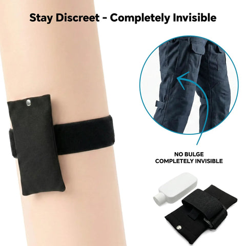 All In One Urine Test Practice Kit With Ten Temperature Strips shown with discreet strap on arm for invisible carrying.