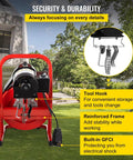 Heavy Duty Electric Drain Auger Kit With Cutter And Anti Slip Glove Knock Out Stubborn Clogs In One To Four Inch Pipes features tool hook, reinforced frame, built-in GFCI.
