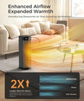 Living room scene with Powerful 1500W Space Heater For Indoor Use With Fast Ceramic PTC Heating showing airflow technology.