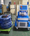 Heavy Duty Polyurea Spraying Machine and Hydraulic Coating Equipment with hoses on cart, designed for professional waterproofing projects.