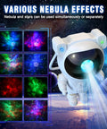 Cosmic Projector Lamp With LED Night Light For Kids showing spaceman design and colorful starry nebula effects for baby nursery.
