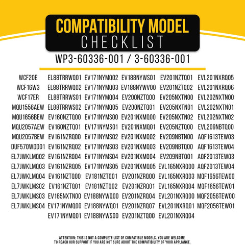 Model compatibility checklist for Evaporator Fan Motor Replacement For Whirlpool Maytag Amana Crosley Refrigerator