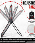 4x7Ft Backyard Lacrosse Rebounder With 5 Angles And Target Strip For Multi Sport Practice displayed in five adjustable positions