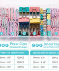 Colorful Binder Clips And Paper Clips Set With Assorted Sizes For Home Office And School Classrooms 310 Piece Kit Includes Large Medium Small Binder Clips And 50 Two Inch Paper Clips Great Must Have Desk Organizer