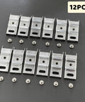 Pegboard Mounting Adapter Set, 12 Metal Brackets Fits 1/4, 1/2, Or 1 Inch Peg Boards For Hanging Tools And Storage displayed