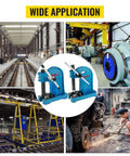 Built Tough Manual Arbor Press With Three Ton Leverage Force Rock Solid Cast Iron Frame used in factory and workshop settings.