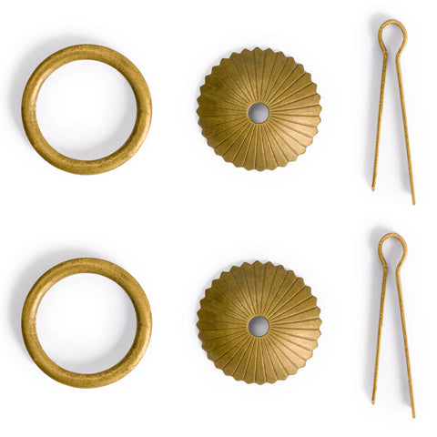Solid Brass Ring Pulls Set Of 2 For Drawers And Cabinets, 2.4 Inch Overall With Ring Pull 1.7 Inch Wide, Includes Radial Washers