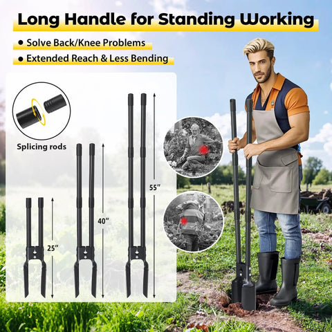 Heavy Duty Post Hole Digger Beast Pro Grade With 55 Inch Handle And Dual Sharp Blades for easy digging