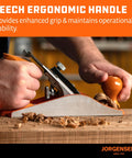 Jorgensen No.4 10-inch wood plane with ductile iron body and orange knob handle.