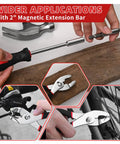 58 Piece Home Repair Tool Kit For Quick Fixes And Everyday Projects, Handy Small Plastic Toolbox Set For Women, Office And College Dorm, Red Basic Hand Tools Bundle For DIY, Furniture Assembly And Picture Hanging shown with pliers and screwdriver.