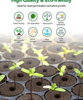 Hydroponic Pods Starter Kit With 120 Grow Sponges And 120 Pod Labels Compatible With Aerogarden And Most Systems Seed Pod Starter Kit For Indoor Gardeners And Hydroponics Nerds; young plants growing in pods.