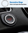 Decorative ring pasted on car engine start-stop button enhancing interior with metallic look