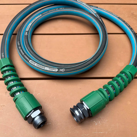 Two Pack Heavy Duty Five-Eighths Inch Garden Hose Female Connectors With Bend Restrictor And Kink Absorber Metal Replacement Ends Repair Fittings For Five-Eighths Inch Hoses Easy Grip Plastic Hose Coupler Kit