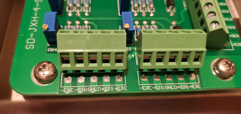 Interior of Built Tough Stainless Steel Junction Box For 4 Load Cells With IP67 Waterproof Case showing terminal connections