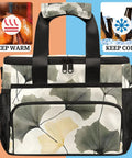 Insulated Picnic Backpack Lunch Bag For On The Go Keeps Food Fresh Large 12 Inch By 9 Inch By 10 Inch Tote with leaf design