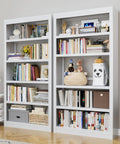 Beefy 5-Tier Metal Bookshelf With Adjustable Shelves, 69 Inch Tall, White Powder-Coated Steel, Bookcase For Home Office