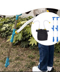 Backpack Spreader Sprayer For Garden And Farm Adjustable Output Granular Manure Applicator with PVC double handle in use.